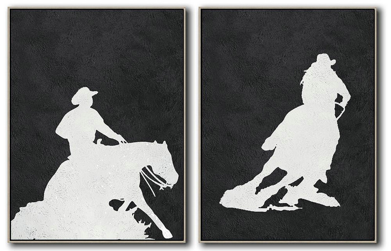 Large Contemporary Art Acrylic Painting,Set Of 2 Minimal Painting On Canvas - Modern Art